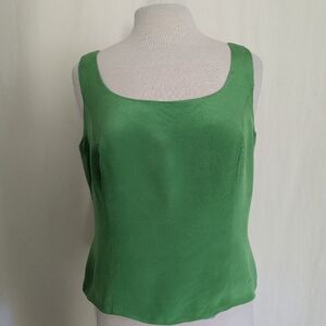 Linda Cunningham Emerald Green Silk Sleeveless Shell Top Large